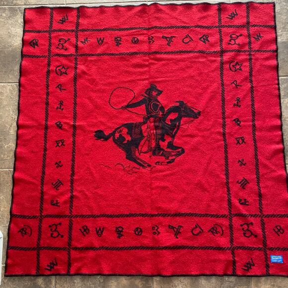 VTG Pendleton Westland Wovens Blanket Cowboy Wool Cotton Southwestern - Picture 1 of 6
